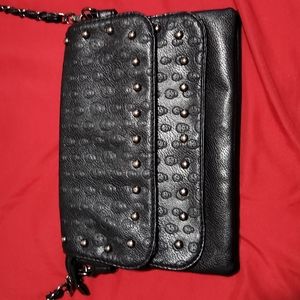 Skull studded  faux leather crossbody
